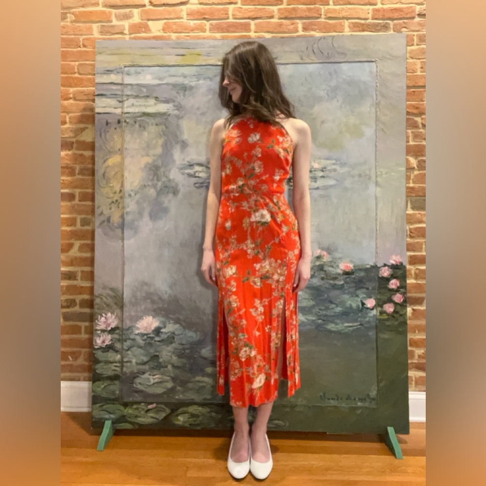 Topshop Red Floral Dress Size Small